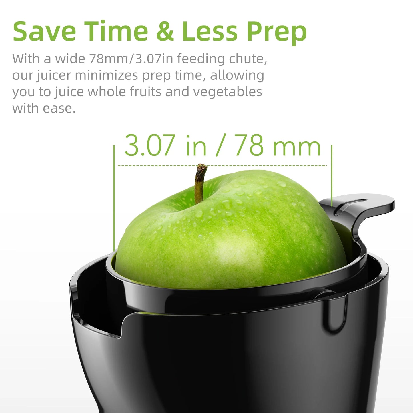 BioloMix Cold Press Juicer – 78mm Feed Chute, 200W Slow Masticating Juice Extractor, 40-65RPM for Whole Fruits