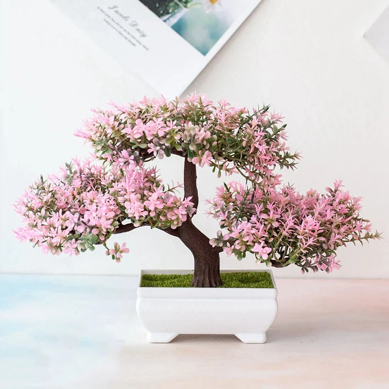 Artificial Bonsai Plant - Small Potted Faux Tree for Home, Office & Table Decor