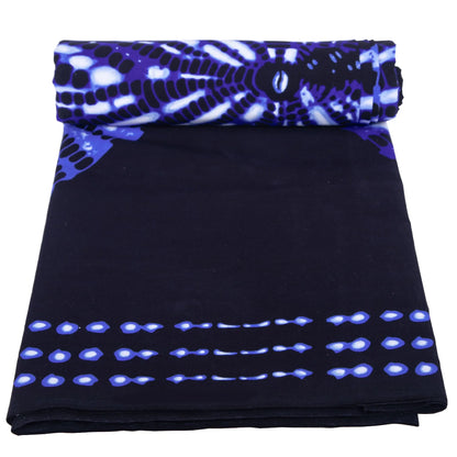 African Cotton Ankara Fabric - Nigerian Batik Blue Dress Material 3/6 Yards