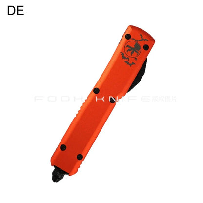 FOOH Knife Studio Halloween UltraTech Micro EDC Tool – Tactical D2 Steel with CNC Aluminum Orange Handle Comb