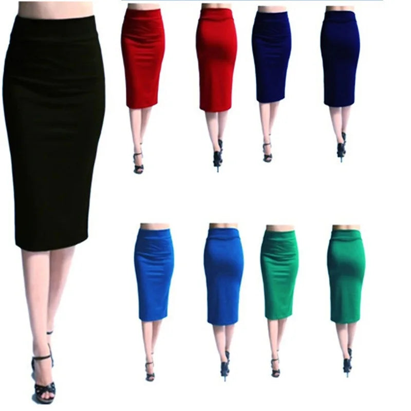 Women’s High Waist Bodycon Pencil Skirt – Slim Fit Knee-Length Stretch Office & Sexy Skirt