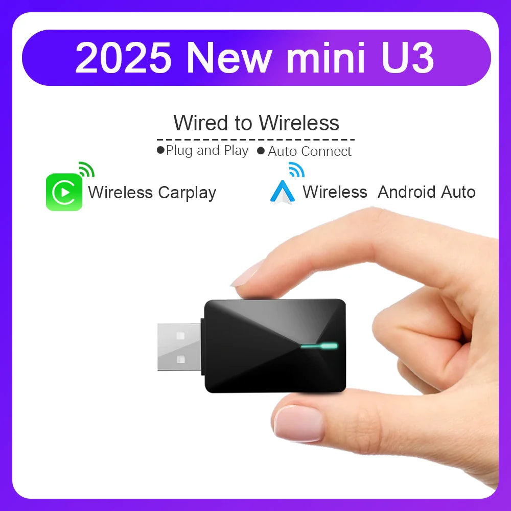 2025 2 in 1 Wireless CarPlay & Android Auto Adapter – Plug & Play USB for Mazda, Haval, Kia, Volvo, Audi, VW