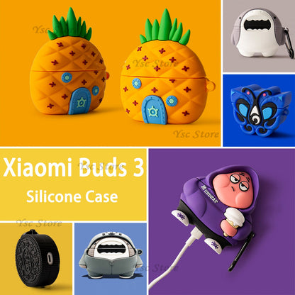 Cartoon Silicone Earphone Case for Xiaomi Buds 3 — Soft Protective Shell for Wireless Earbuds