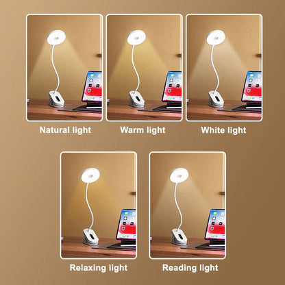 Clip-On LED Desk Lamp – Portable Book Light with Stepless Dimming, 1200mAh Eye Protection for Reading & Study