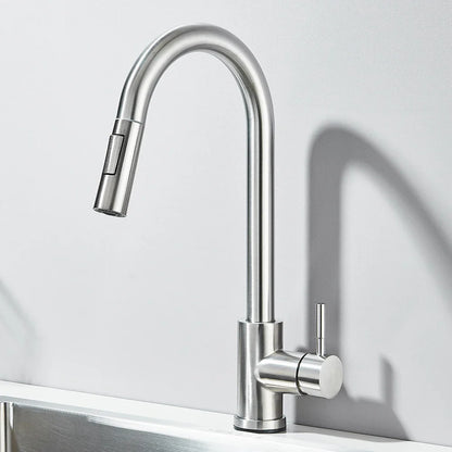 Black Pull-Out Kitchen Faucet - Deck Mounted, Flexible Hot & Cold Water Sink Mixer Tap with Stream & Shower Modes Nozzle