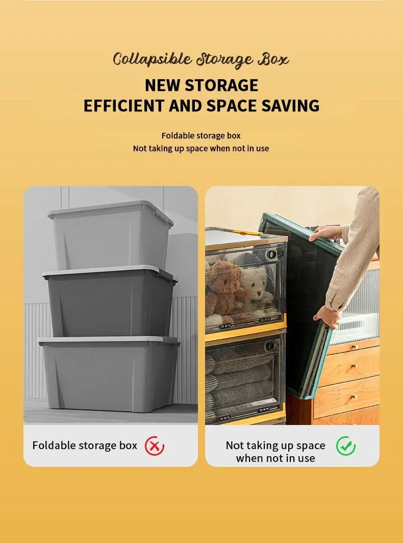 Foldable Transparent Storage Trunk – Large Capacity Plastic Organizer for Clothes and Home Wardrobe