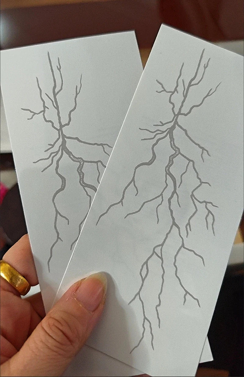 Lightning Hand Back Tattoo Sticker — Waterproof Herbal Juice Semi-Permanent Fake Tattoo for Arms & Legs