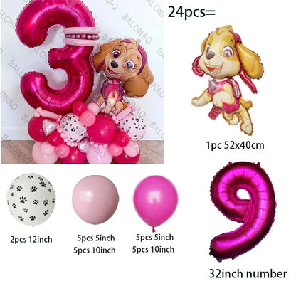 Pink Paw Patrol Party Supplies for Girls – Skye Balloons, Cups, Plates & Tablecloth for Birthday & Baby Shower