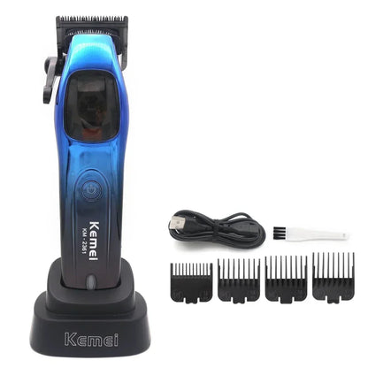 Kemei 2361 Professional Hair Clipper – 10000RPM Magnetic Motor, DLC Blade, Base Charger, Hair Trimmer for Men
