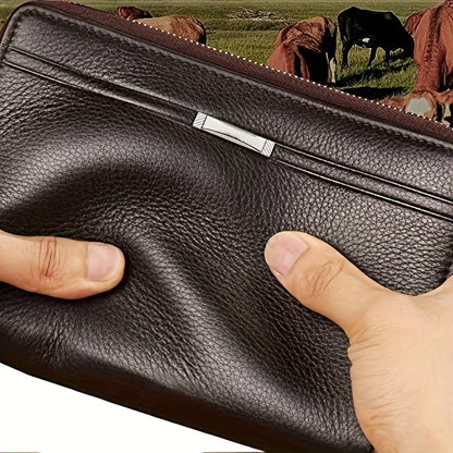 Men’s Long Leather Wallet Clutch – Large Business Purse & Phone Card Holder Gift for Dad, Husband, Boyfriend