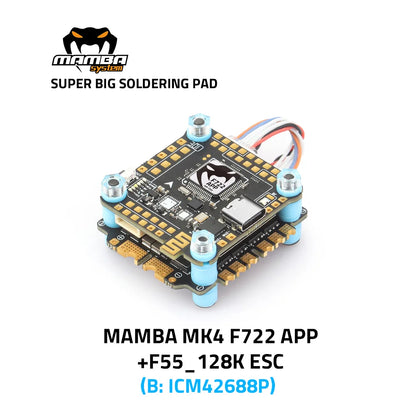 Diatone MAMBA F722 APP MK4 Flight Controller Stack — F7 4-in-1 BLHeli32 45A/55A/65A ESC 6S DShot1200 for FPV Drone