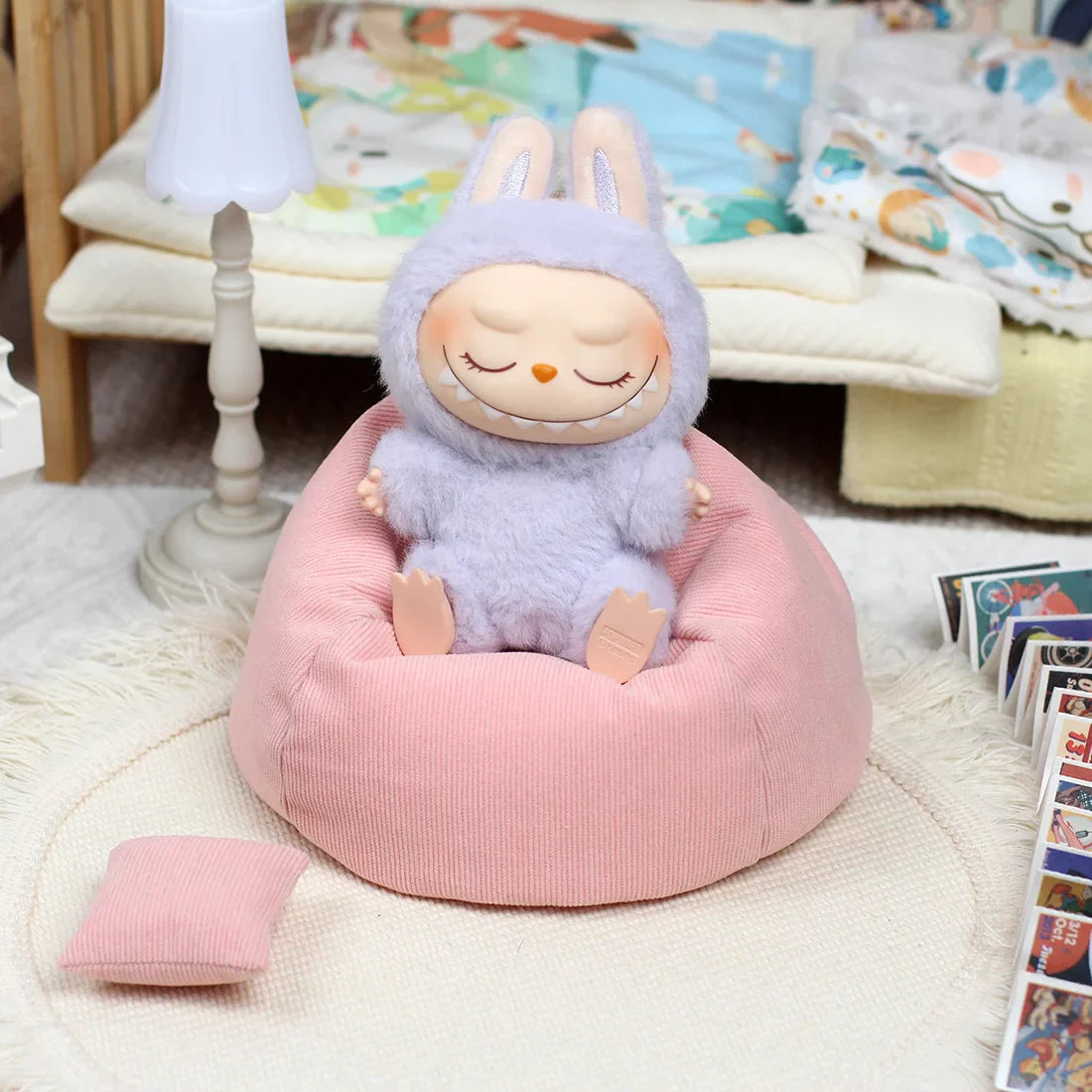 Labubu V2 & V3 Doll Accessories – 17CM Kawaii Mini Sofa Bed Clothes for Birthday Gifts