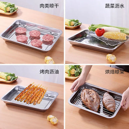 Stainless Steel Baking Tray with Removable Cooling Rack – Non-Toxic Oven & BBQ Sheet Pan, Dishwasher Safe