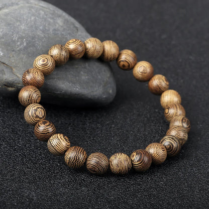 Natural Wooden Beads Bracelet – Tibetan Buddha Rosary Handmade – Yoga, Meditation, Prayer Beaded Jewelry for Men and Women – Perfect Gifts