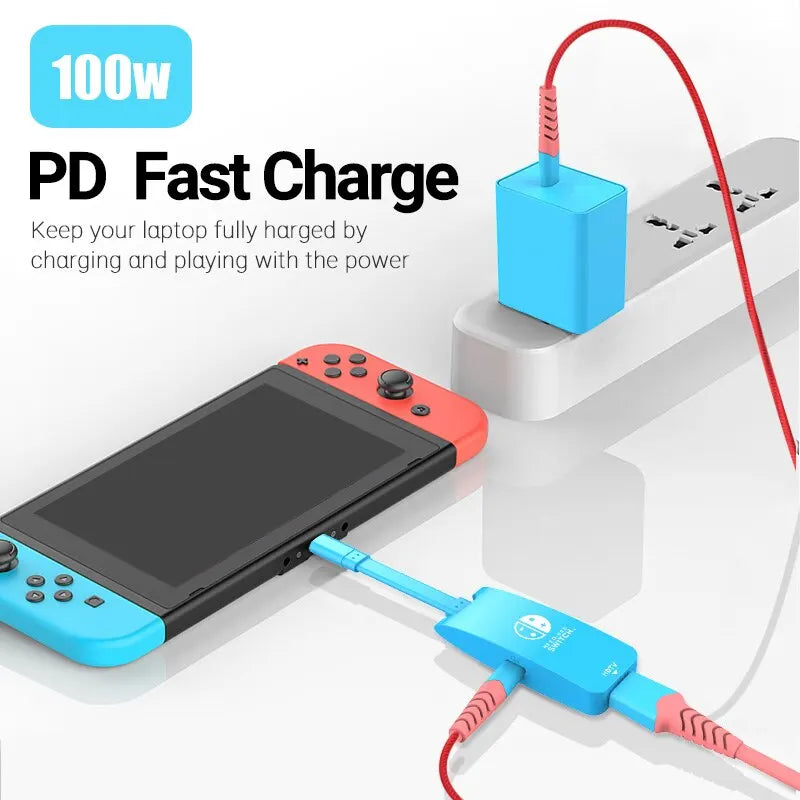 Mini Portable USB-C to 4K HDTV Adapter – USB 3.0 Hub with PD 100W for Nintendo Switch Docking Station & MacBook Pro