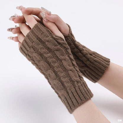 Women's Long Fingerless Gloves - Winter Knitted Arm Warmers | Casual Soft Thin Mittens | Unisex