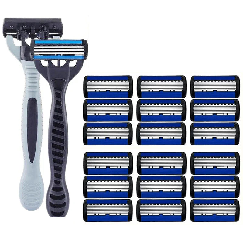 Men’s 6-Layer Stainless Steel Shaver – Classic Detachable & Reusable Razor Blade