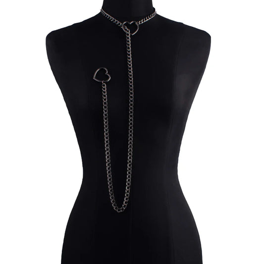 Heart Slip Chain Necklace for Women — Fashion Punk Rock Goth Choker Jewelry Accessory