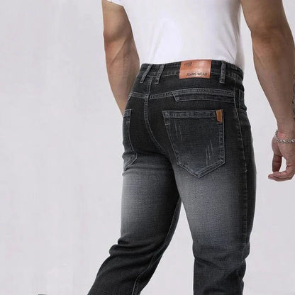 Men's Stretch Straight Leg Business Jeans – Classic Casual Denim Pants