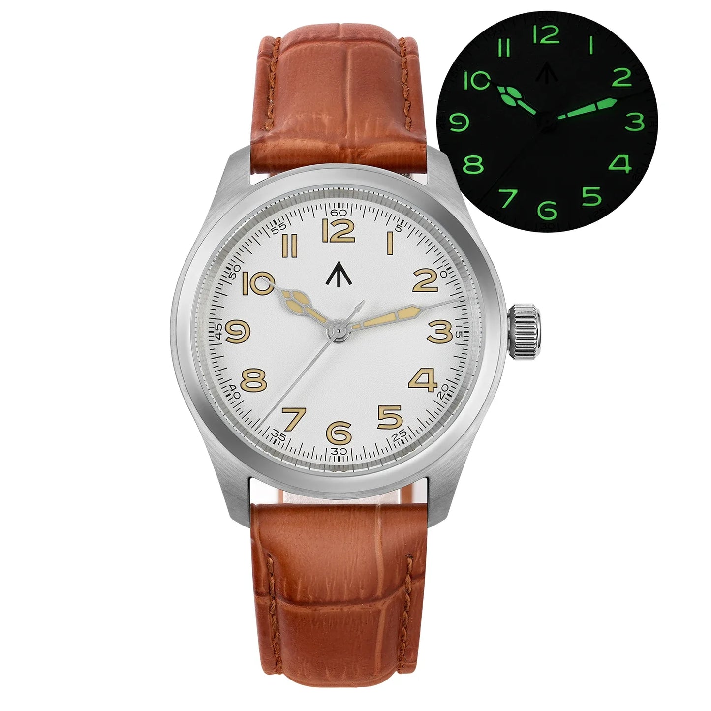 Militado ML08 Vintage Quartz Watch - VH31 Movement 38mm Sapphire Crystal Wristwatch with C3 Green Luminous Dial