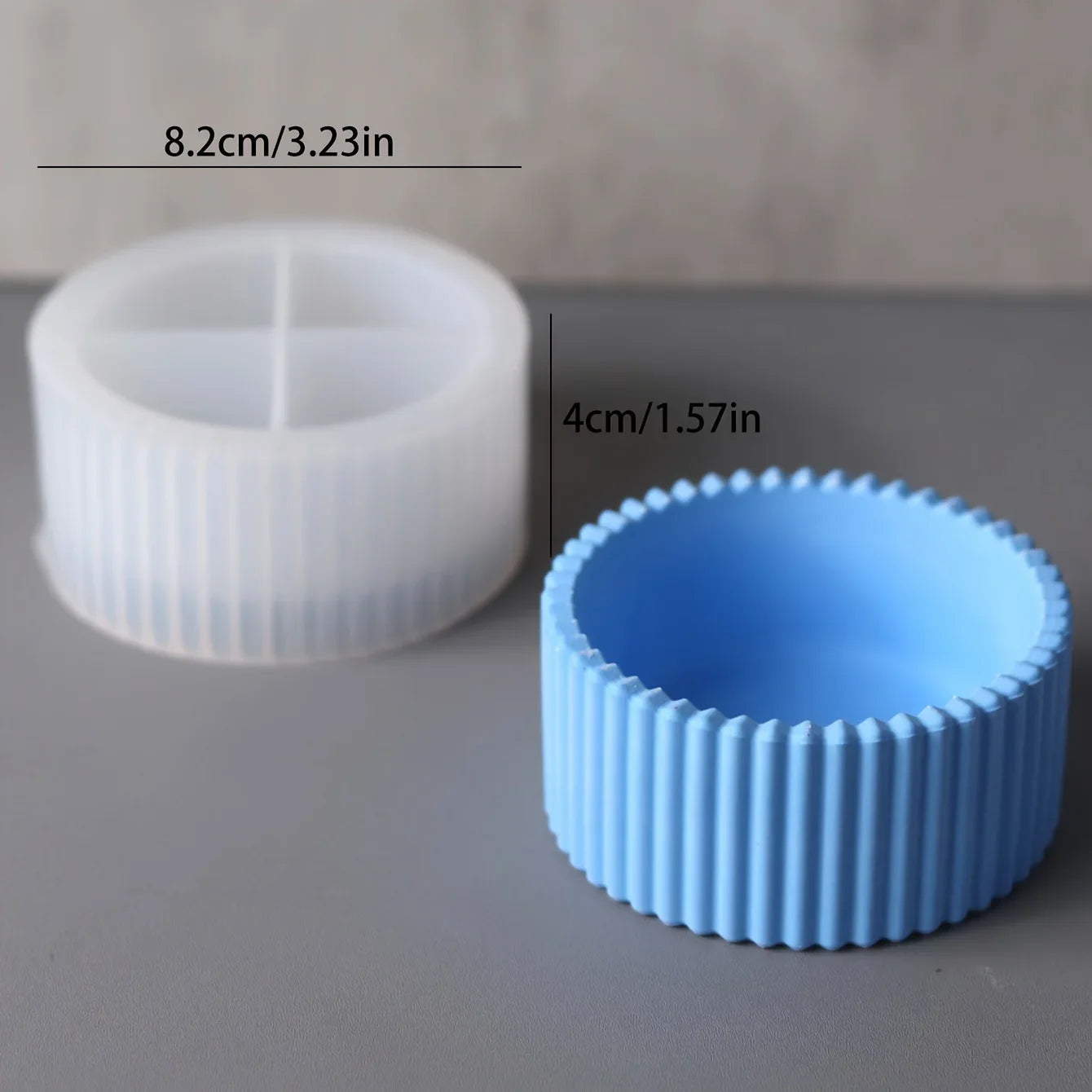Multifunctional Round Striped Silicone Mold for Candle Jars, Storage Boxes, Pencil Holders & Vases
