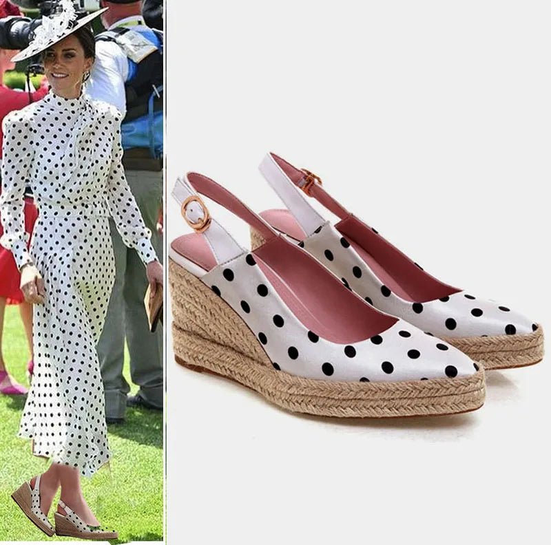 Women's Espadrille Wedge Sandals - Pointed Toe Platform Slingback Jute High Heel Shoes