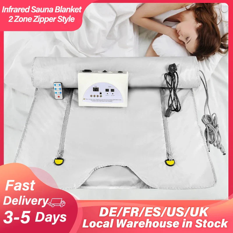 Professional Infrared Sauna Blanket – Slimming Heating Blanket with Zipper Design for Weight Loss & Detox, 180x80cm Home Spa