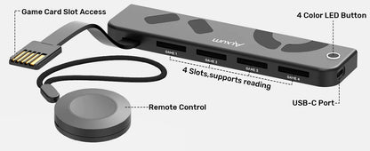 Unitek Game Card Switcher for Nintendo Switch OLED — Multi-Game Card Reader with Wireless Remote Control Accessory