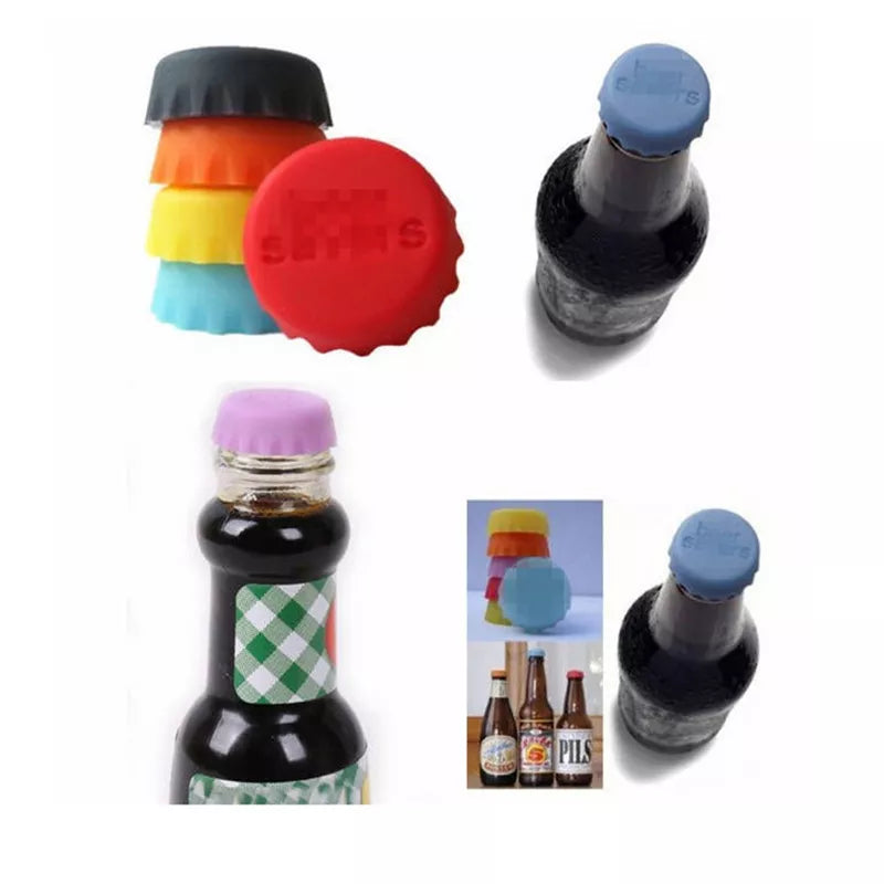 Reusable Silicone Bottle Cap - Sealed Beer, Vinegar, Soy Sauce, Soda, Cola Cap - Wine Protective Stopper, Beer Bottle Cap