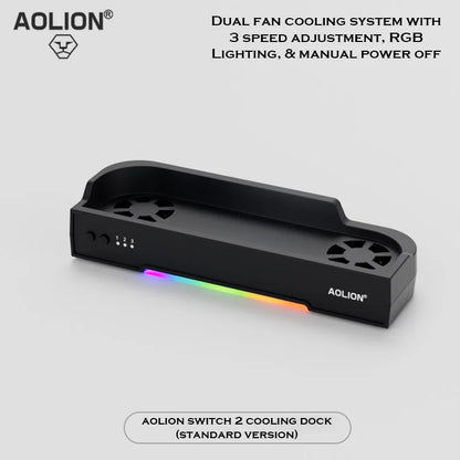 Aolion Switch 2 RGB Cooling Dock – Portable Hub Expansion Base with Wall Mount & NGC Support