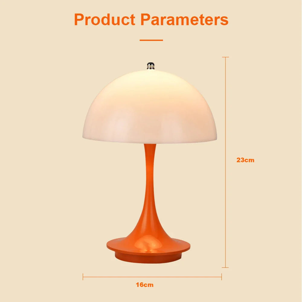 LED Mushroom Small Table Lamp - Portable USB Charging Dimmable Flower Bud Lamp - Bedroom Bedside Lamp