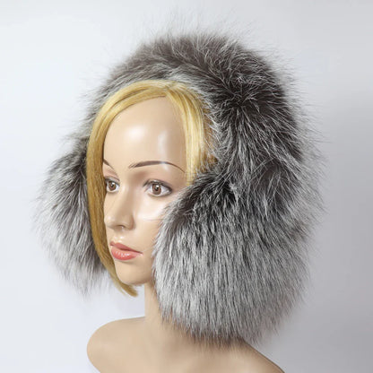 Real Fox & Raccoon Fur Earmuffs – Warm Winter Ear Warmer for Women and Girls, Plush Genuine Fur Accessory