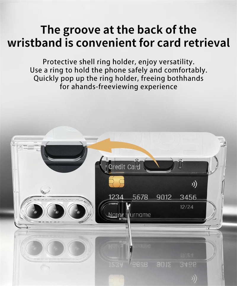 Vertical Wristband Card Slot Kickstand Case for Samsung Galaxy Z Fold 4-7 – Invisible Wrist Stand Protective Cover