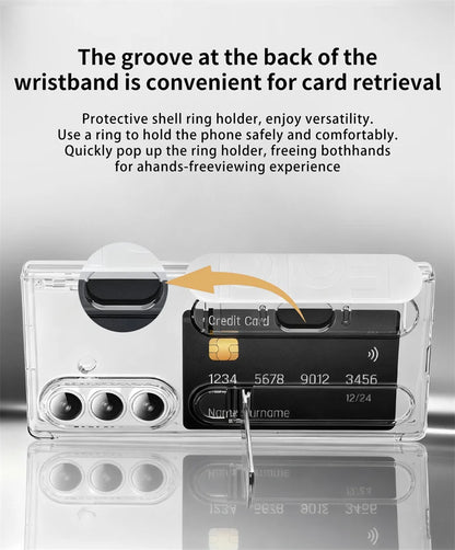 Vertical Wristband Card Slot Kickstand Case for Samsung Galaxy Z Fold 4-7 – Invisible Wrist Stand Protective Cover