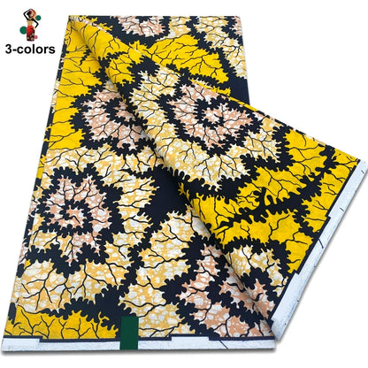 African Ankara Wax Fabric - 100% Cotton Soft Pink Pagne Fashion Print