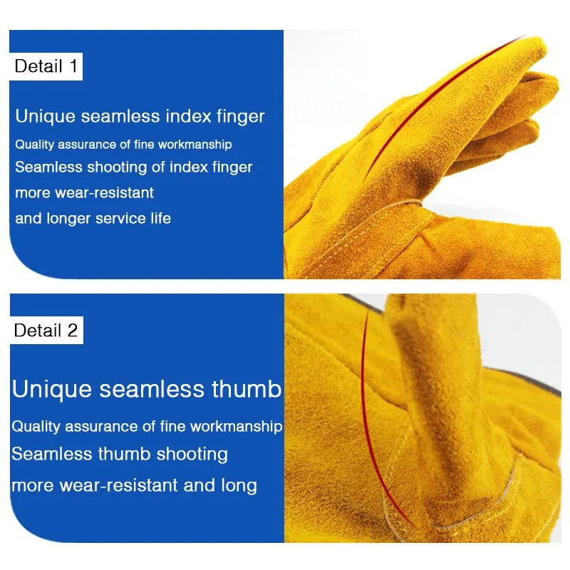 Men's Work Gloves – Soft Cowhide Driver, Hunting, Driving, Farm, Garden & Welding Safety Mechanic Gloves