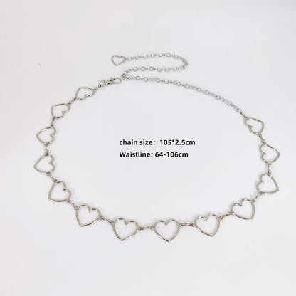 Women's Luxury Heart-Shaped Metal Waist Chain Belt – Y2K Goth Punk Accessory for Jeans & Dresses