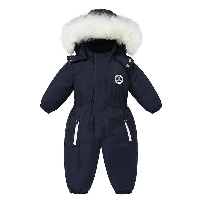 Winter Baby Ski Suit - Warm Waterproof Velvet Jumpsuit for Boys & Girls, 1–5 Years