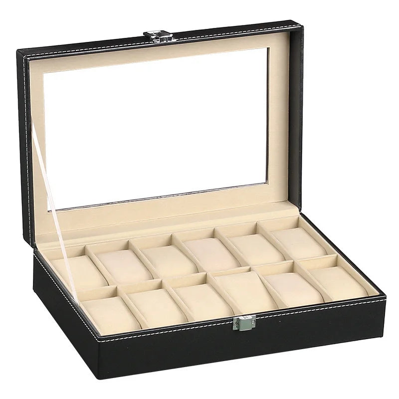 PU Leather Watch Organizer Box — Travel & Display Case Tray for Women’s Watch Collection Storage