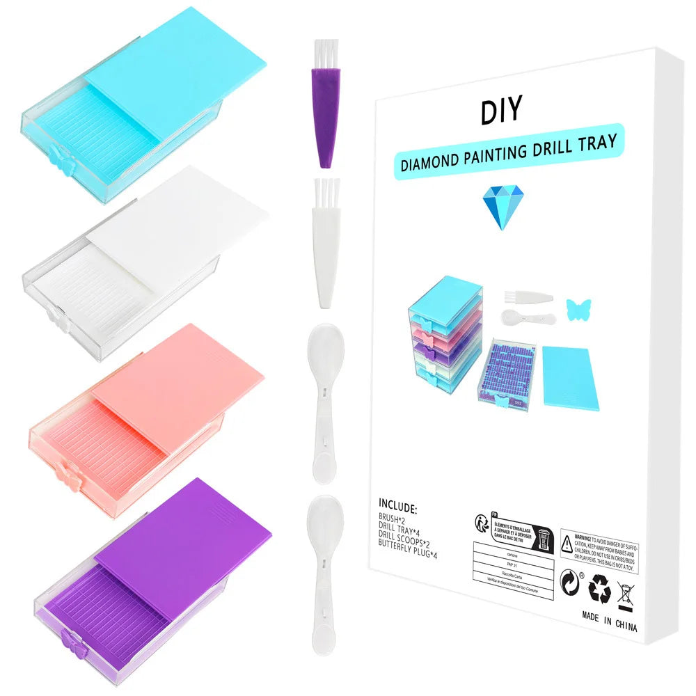 5D Diamond Painting Tool Tray with Rack – DIY Mosaic Embroidery Organizer for Handmade Crafts