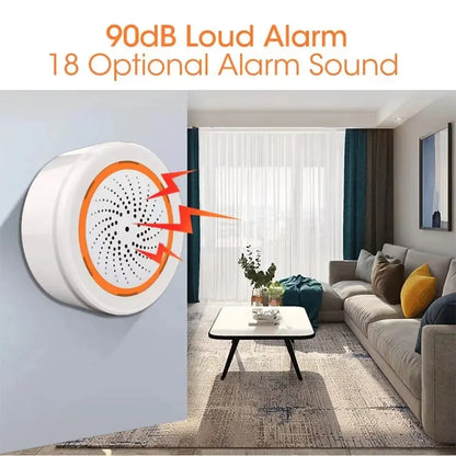 ONENUO Tuya Zigbee Smart Siren Alarm - Home Security Strobe Alert Device With USB Power Cable & Built In Battery