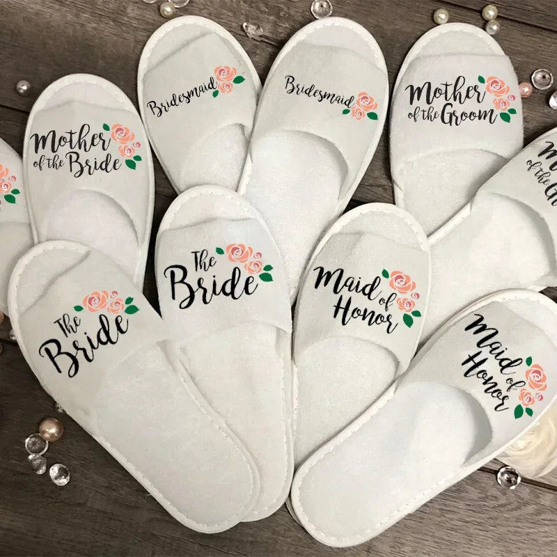 Bridal Party Slippers – Bride, Bridesmaid, Maid of Honor, Mother of Groom Gift for Wedding, Bachelorette, & Bridal Shower