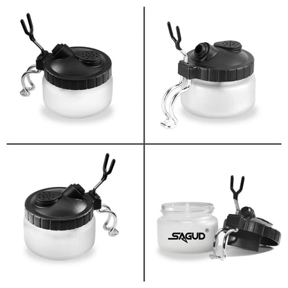 Airbrush Cleaning Kit : Clean Pot Jar with Holder, Brushes/Needles, Double–Ended Brush, & Protection Covers