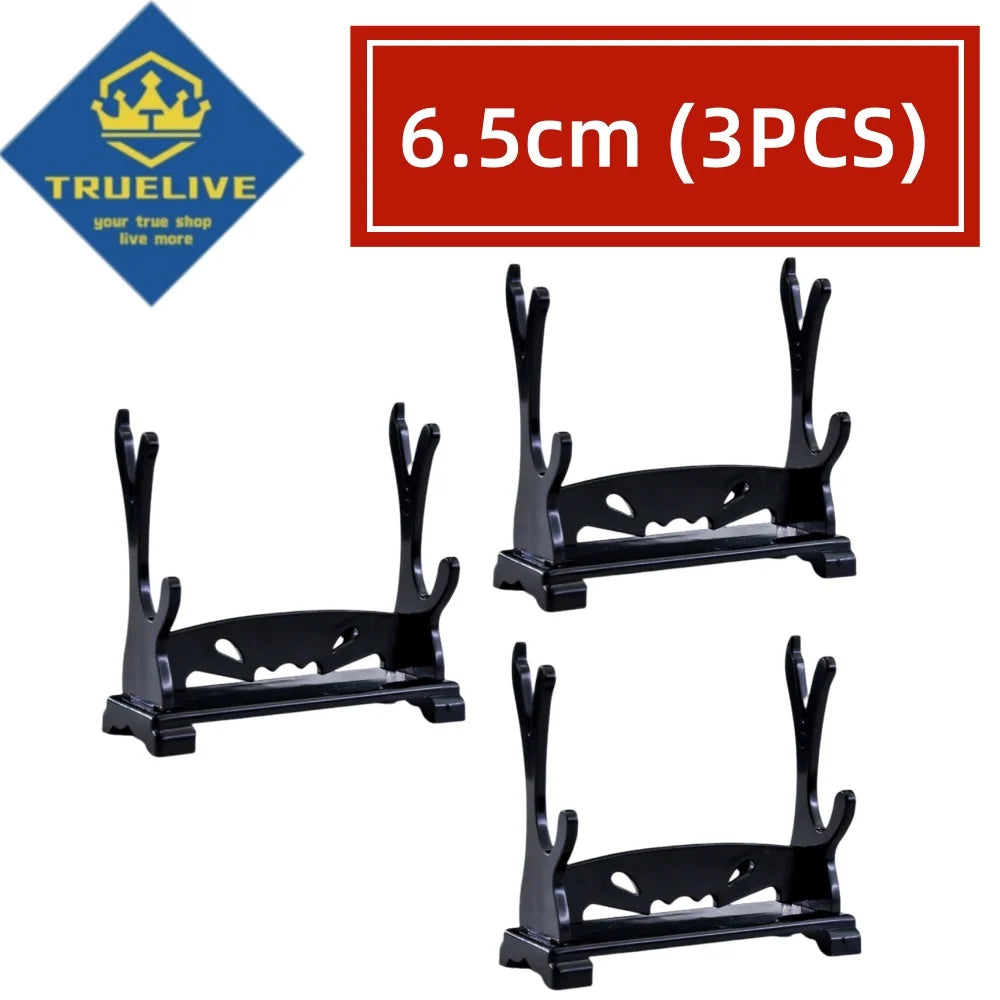 1-4 Tier Wooden Katana & Sword Display Stand Rack – Samurai Holder for Cosplay Swords, Knives & Magic Wand Storage Organizer