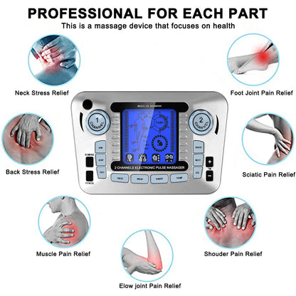 12 Modes Digital Electric Pulse Massager – TENS EMS Muscle Stimulator for Pain Relief & Body Therapy