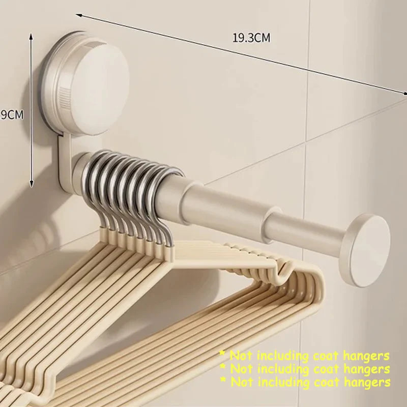 AOBT No-Drill Suction Cup Retractable Folding Hanger Rack — Adjustable-Length Wall & Door Storage