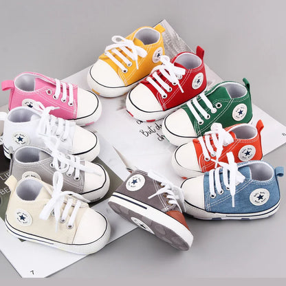 New Baby Shoes for Boys & Girls – Classic Canvas Casual Sneakers, Soft Sole Non-Slip Toddler Walkers D2486