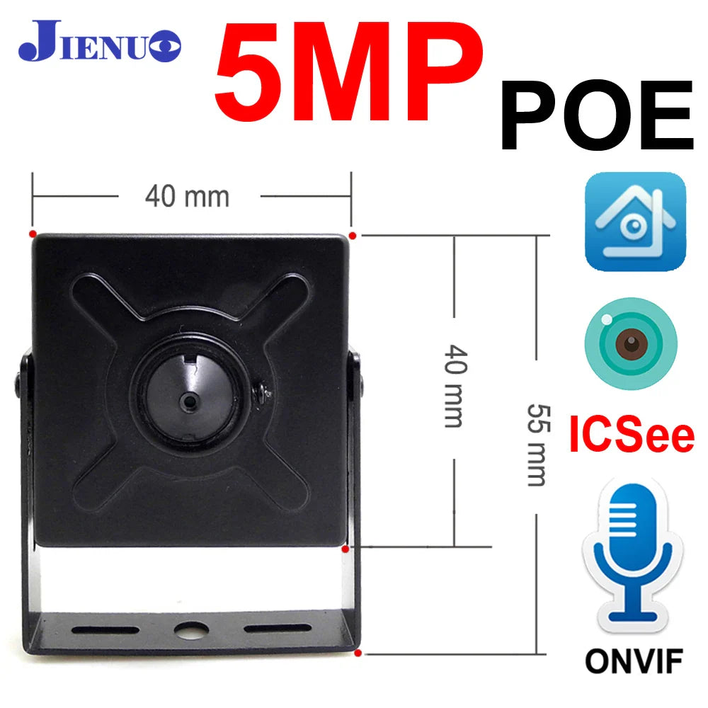 JIENUO 5MP Mini IP Camera – PoE HD CCTV Security Surveillance Camera with Audio, ONVIF Support for Indoor Home Monitoring (ICSee/Xmeye Compatible)