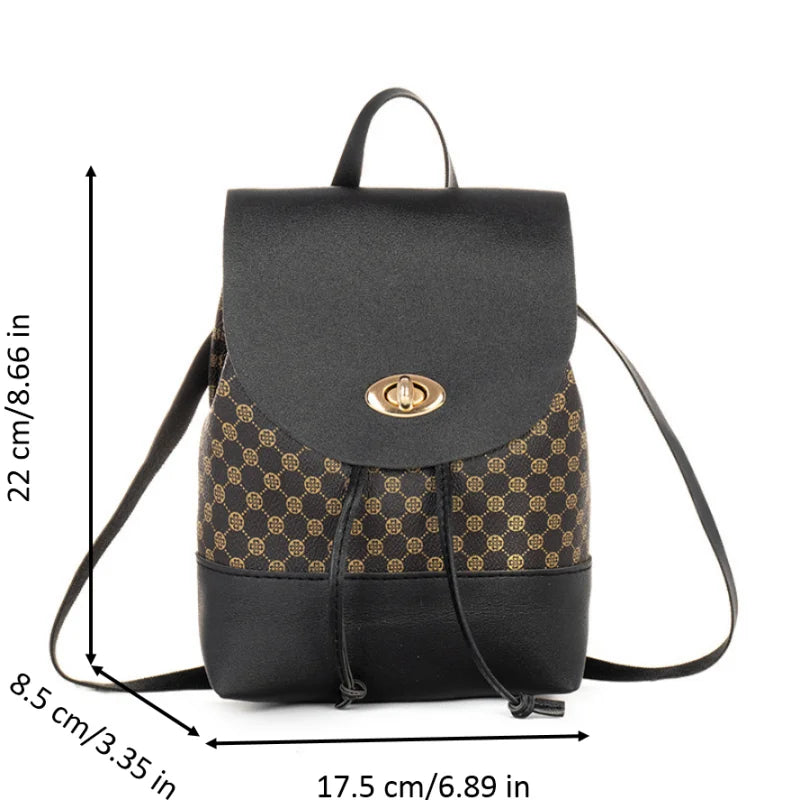Women's Mini Travel Backpack - Cute PU Leather Purse and Shoulder Bag Combo