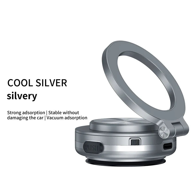 Intelligent Magsafe Car Mount – Magnetic Vacuum Mobile Phone Holder with Folding Swivel Stand and Strong Adsorption